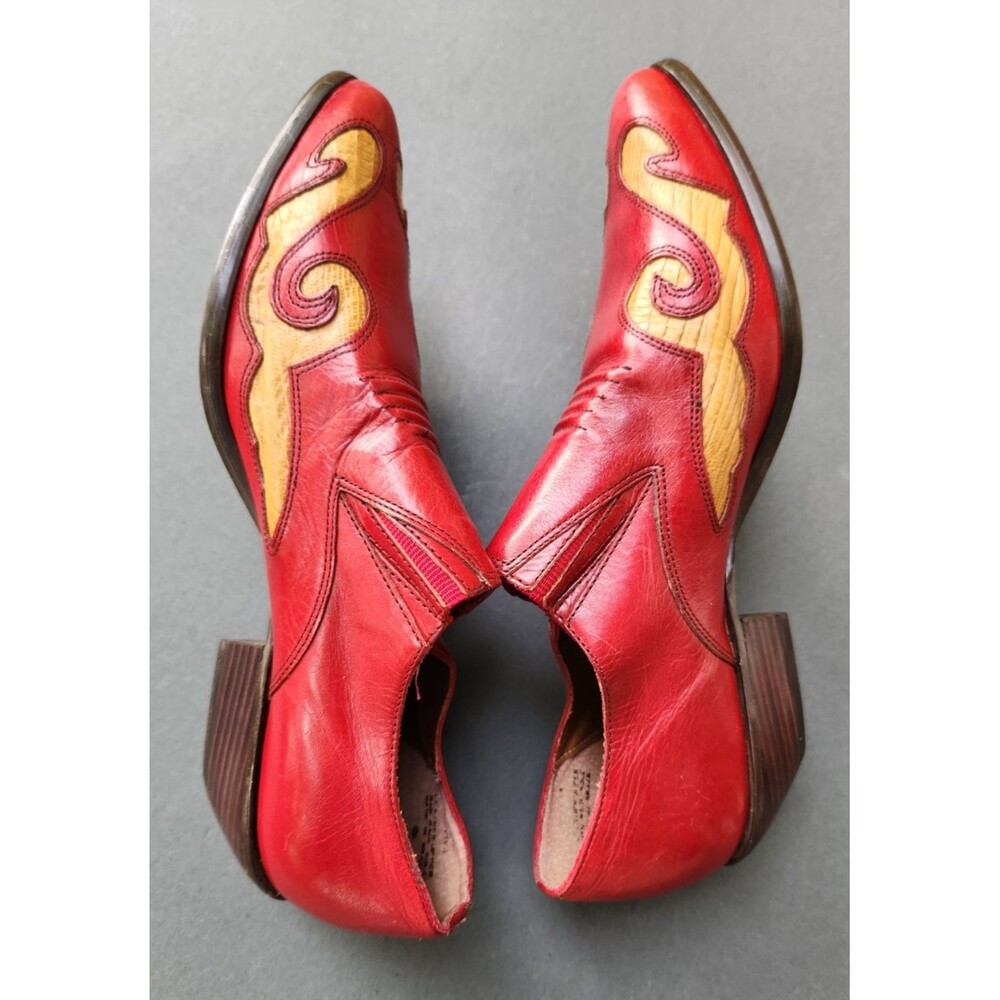 Nine West Size 7.5 - 8 Cowboy Shoes Ankle Western Boots Red 2 Tone Rockie - Picture 11 of 15